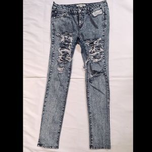 Forever 21 Ripped Light Wash Jeans
